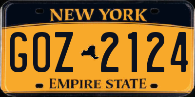 NY license plate GOZ2124