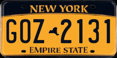 NY license plate GOZ2131