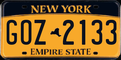 NY license plate GOZ2133
