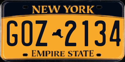 NY license plate GOZ2134