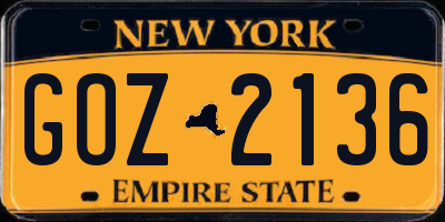 NY license plate GOZ2136