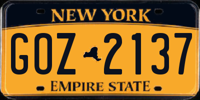 NY license plate GOZ2137