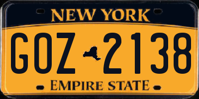 NY license plate GOZ2138