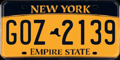 NY license plate GOZ2139