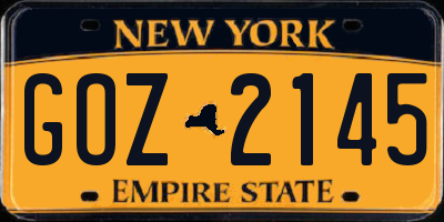 NY license plate GOZ2145