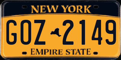 NY license plate GOZ2149