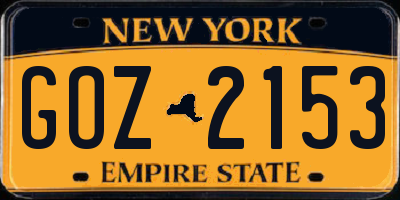 NY license plate GOZ2153