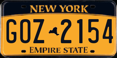 NY license plate GOZ2154