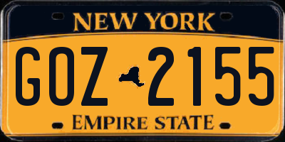 NY license plate GOZ2155