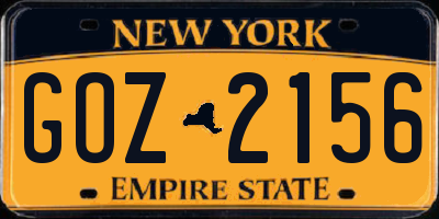NY license plate GOZ2156