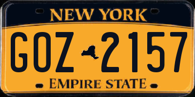 NY license plate GOZ2157
