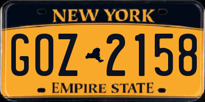 NY license plate GOZ2158