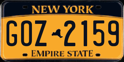 NY license plate GOZ2159
