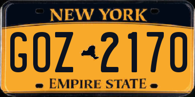 NY license plate GOZ2170