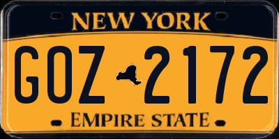 NY license plate GOZ2172