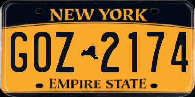 NY license plate GOZ2174
