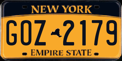 NY license plate GOZ2179