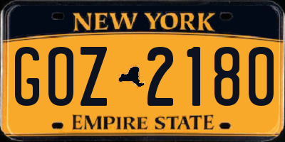 NY license plate GOZ2180