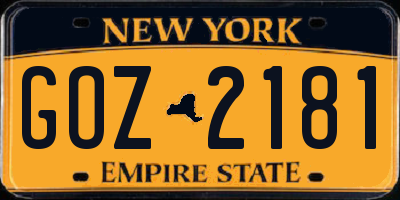 NY license plate GOZ2181