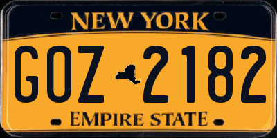 NY license plate GOZ2182