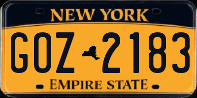 NY license plate GOZ2183