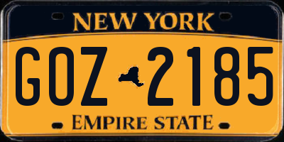 NY license plate GOZ2185
