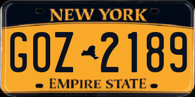 NY license plate GOZ2189