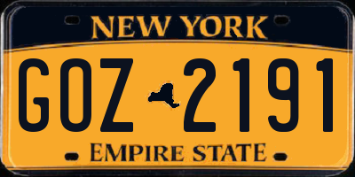 NY license plate GOZ2191