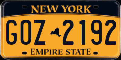NY license plate GOZ2192