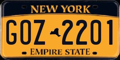 NY license plate GOZ2201