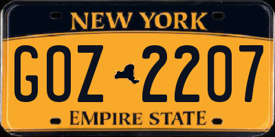 NY license plate GOZ2207