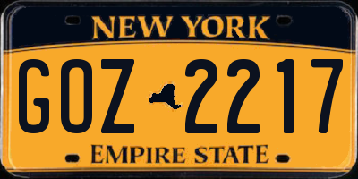 NY license plate GOZ2217