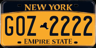 NY license plate GOZ2222
