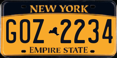 NY license plate GOZ2234