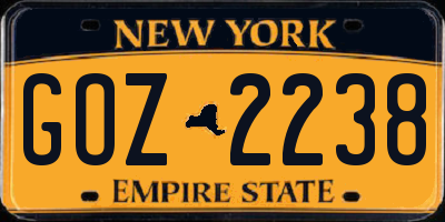 NY license plate GOZ2238