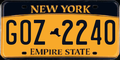 NY license plate GOZ2240