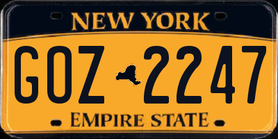 NY license plate GOZ2247