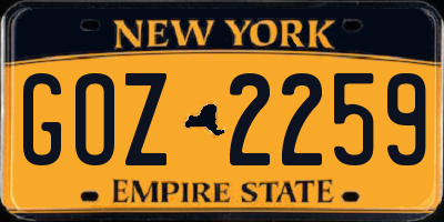 NY license plate GOZ2259