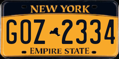 NY license plate GOZ2334