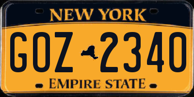 NY license plate GOZ2340