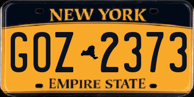 NY license plate GOZ2373