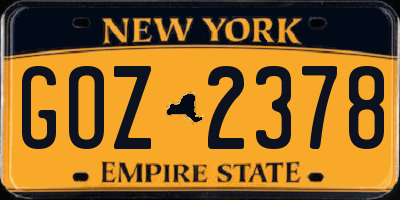 NY license plate GOZ2378