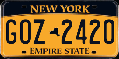 NY license plate GOZ2420