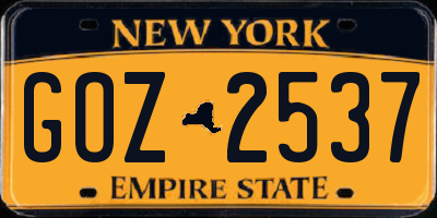 NY license plate GOZ2537