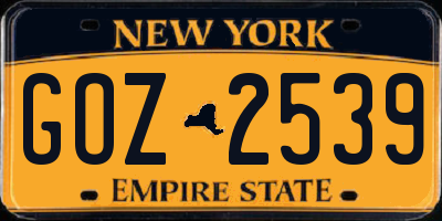NY license plate GOZ2539