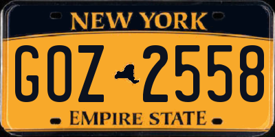 NY license plate GOZ2558