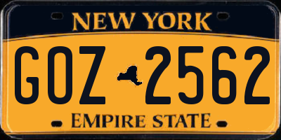 NY license plate GOZ2562