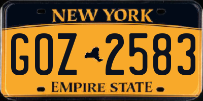 NY license plate GOZ2583