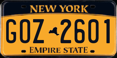 NY license plate GOZ2601
