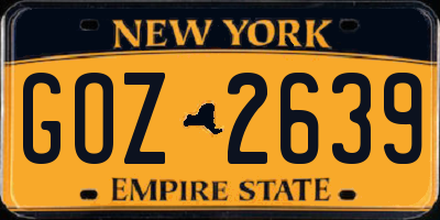 NY license plate GOZ2639